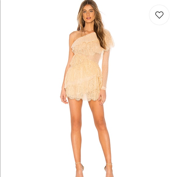 X Revolve Aries dress in Nude
